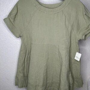 Free People Sage Green Short Sleeve Tee